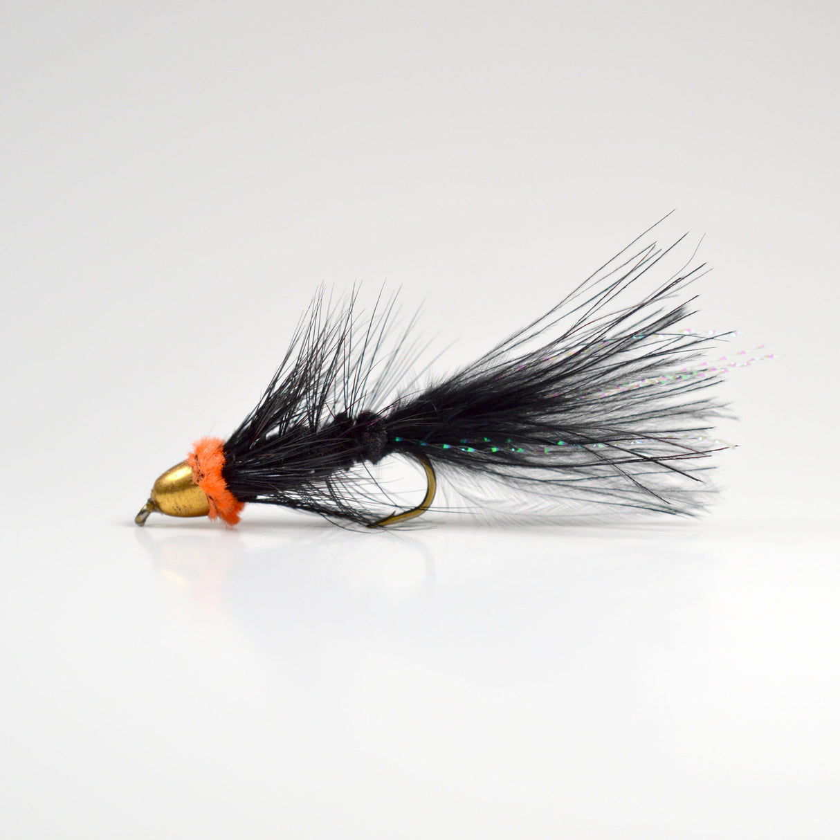 Conehead Egg Sucking Leech Black with Orange Head